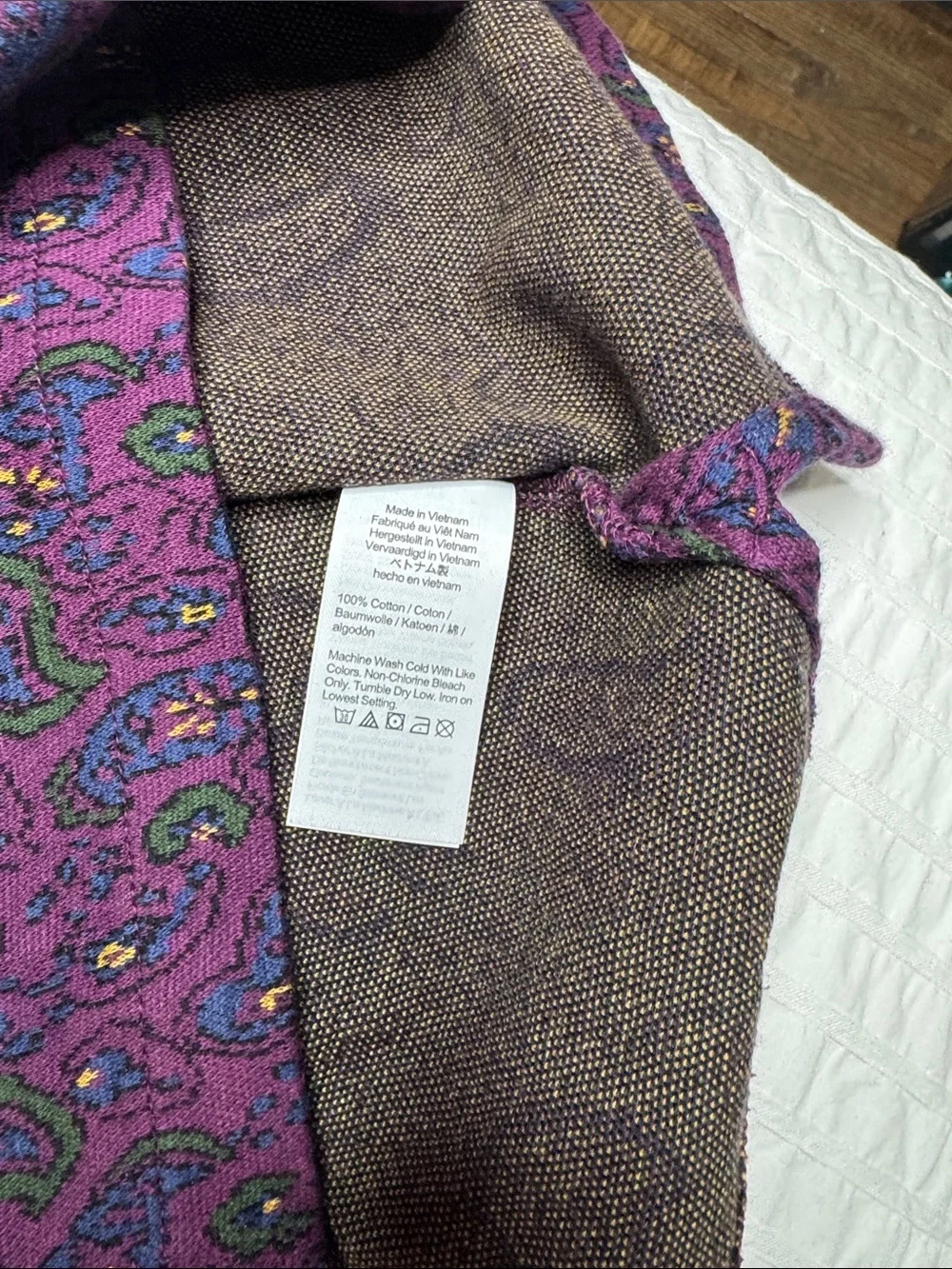 J. Crew Plum Purple Paisley Long-Sleeve Polo